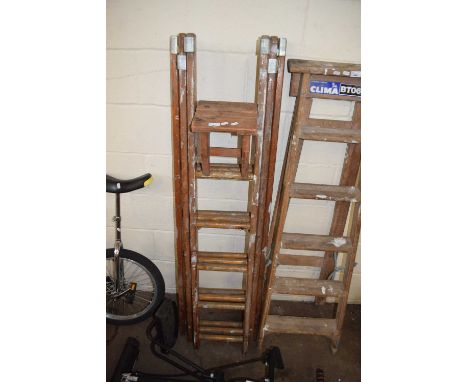 THREE SECTION WOODEN LADDER