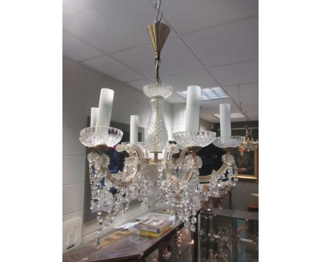 A six branch glass chandelier