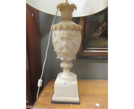 A large alabaster table lamp, 68cm high