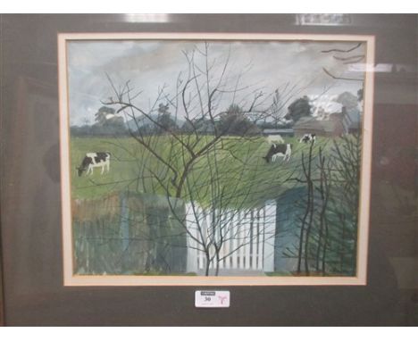 Jane Taylor (Modern British School) 'The White Gate, 1977', watercolour, 24 x 29cm, purchased from the Leonie Jonleigh Studio