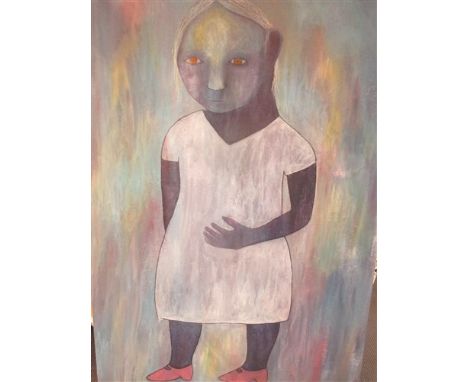 Richard Kimathi (manner of Picasso?) - Portrait of young girl standing, signed l.r. and dated 2012