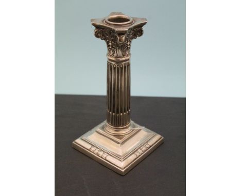 A continental silver Corinthian column candlestick  