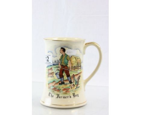 Ceramic musical tankard with "The Farmers Boy" verse and image