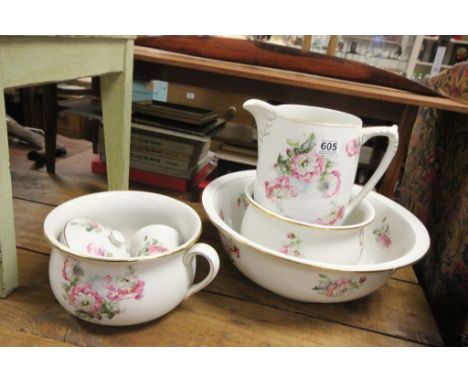 Grimwades Winton Ware six piece ceramic Wash set with floral decoration