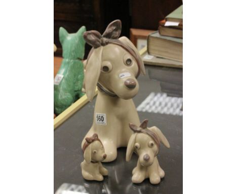 Three ceramic Sylvac models of Dog with Toothache to include large version 2451