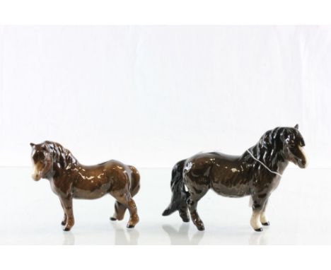 Two Beswick Shetland Pony ceramic models