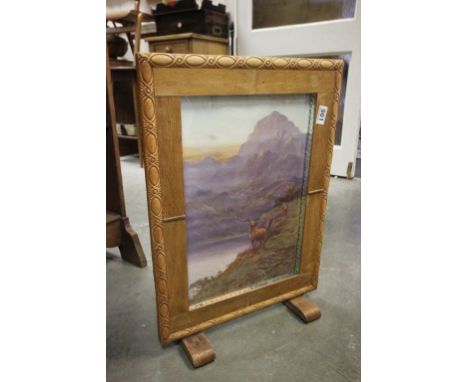 1930's Oak Firescreen and a Wine Table