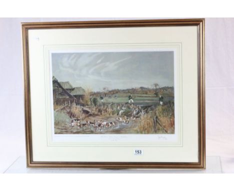 A signed John King hunting scene print 51 x 37cm 'The Palmer Milburn Beagles at Buckleberry' limited edition of 250, printed 