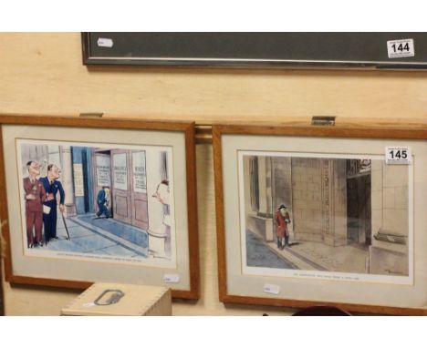 Framed & glazed pair of Comical prints by H M Bateman