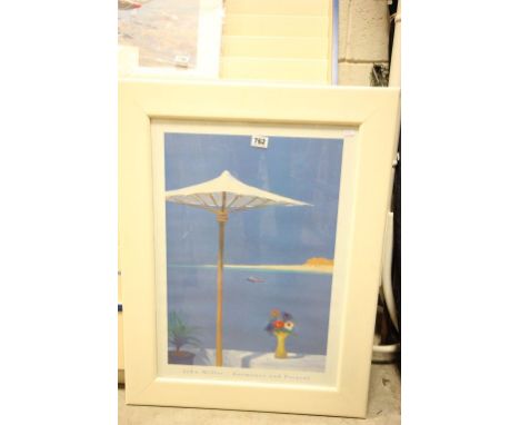 John Miller studio framed modern print scene of anemones and parasol