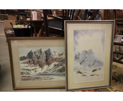 A Grieg Hall (Scottish) - Watercolour 48 x 36cm 'Triple Buttresses Ben Eighe' framed & glazed, along with a David Neville sig