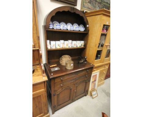 Mid 20th century Oak Domed Top Dresser, with label ' M & T London '