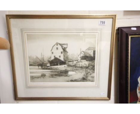 Aidan Kirkpatrick (1932 - 2014) - Artists proof etching 'Tide Mill At Woodbridge' signed in pencil to margin and dated 1979, 
