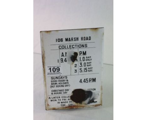 Vintage Royal Mail Post Box Enamel Collection Plaque for ' 106 Marsh Road '