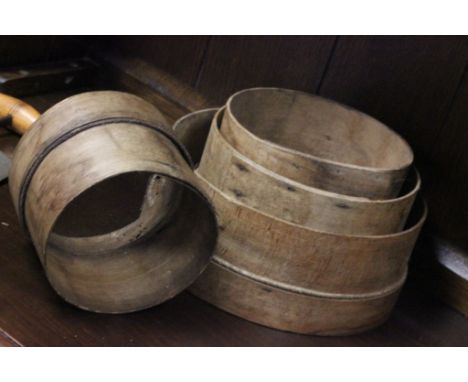 Four Vintage Wooden and Mesh Garden Sieves