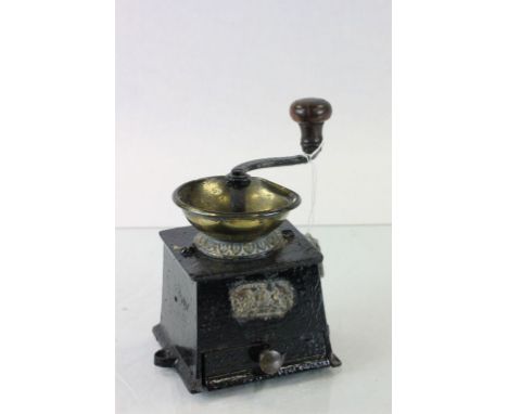 Mid 19th century Iron Coffee Grinder with Brass Plaque ' Kendrick & Sons of London '