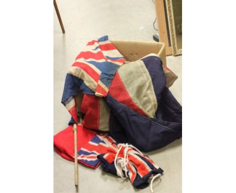 A good collection of vintage Union Jack flags etc 