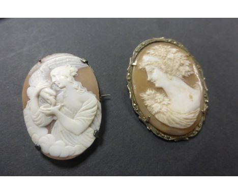 Two vintage Cameo brooches