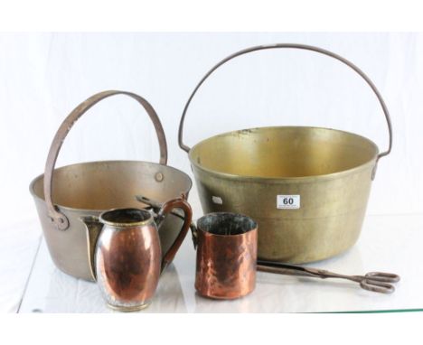 Collection of vintage copper & brass to include Jam Pans