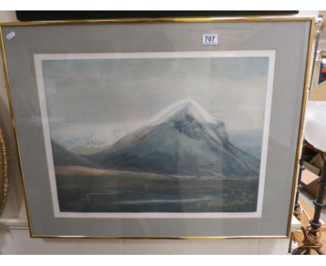 Tom Mackenzie - lithograph of Isle Of Skye mountain 'Marsco' 60 x 45cm signed and numbered edition 61/75, framed and glazed