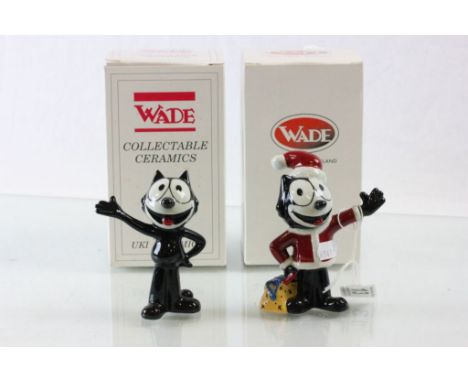 Two boxed WADE ceramic Felix the cat figurines "Felix L.E. 1500" and "Christmas Felix L.E. 500"