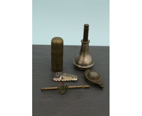 Group of Small Collectable Items including Lighter, Magnifying Glass, Badges, etc