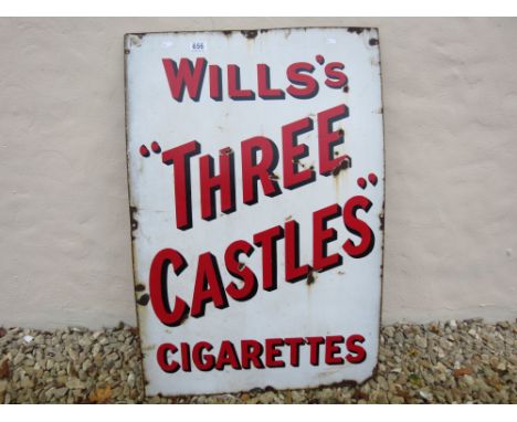 Vintage Wills's Three Castles Cigarettes enamel sign