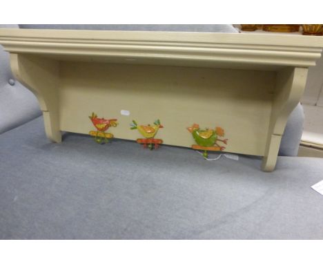 A painted pine wall shelf