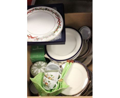 Box of mixed ceramics to include Teapot, boxed Royal Worcester etc
