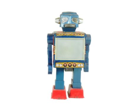 Tinplate Toys - a vintage Japanese SH Horikawa Video Robot. Featuring tv screen and walking action. Tested and not in working