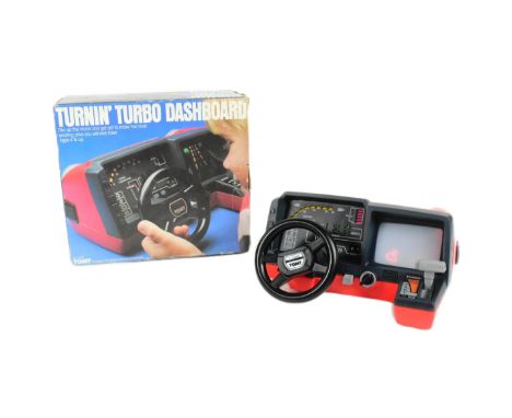 Retro Gaming - a vintage 1980s (1983) Tomy made Turnin Turbo Dashboard tabletop gaming console with gear shift stick and stee