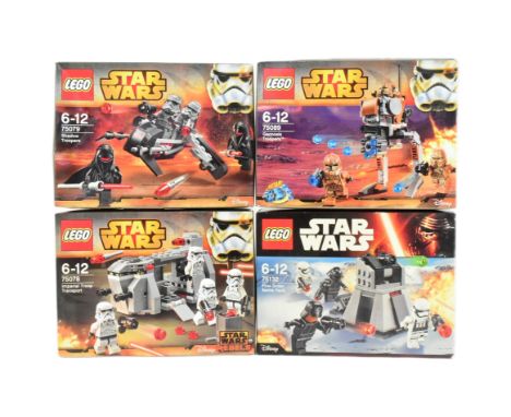Lego - x4 factory sealed Lego Star Wars sets comprising; 75089 Geonosis Troopers, 75079 Shadow Troopers, 75132 First Order Ba
