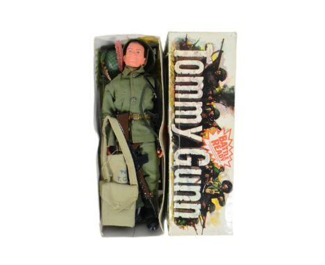 Tommy Gunn - Pedigree - vintage 1960s Pedigree made ' Tommy Gunn ' soldier action figure / doll. Appears complete, with the f
