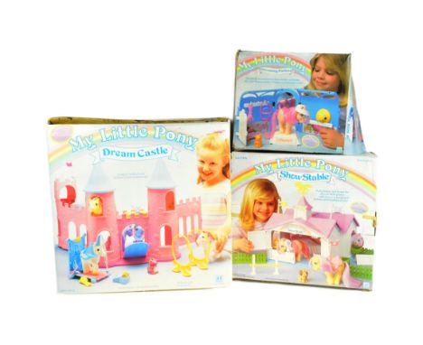 My Little Pony - x3 vintage Hasbro made My Little Pony boxed playsets comprising; Dream Castle, Show Stable and Grooming Parl