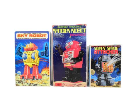 Retro Toys - x3 Japanese SH Horikawa space robots, comprising of; Ranger Robot, Sky Robot and Super Space Attacker. All house