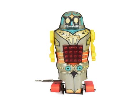 Tinplate Toys - a vintage Greek Papadopoulos Priftis 'Mechanical Robot', featuring wind-up, rolling action and sparking withi
