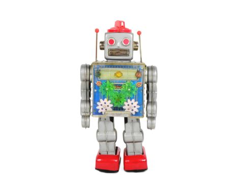 Tinplate Toys - a vintage 1960s Japanese SH Horikawa Gear Robot. Featuring walking action, see-through gears, moving antenna 