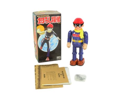 Tinplate Toys - a Japanese Billiken Shokai Mahoroshi Detective robot, with key, paperwork and housed in the original box. Exc