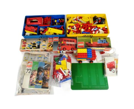 Lego - a collection of vintage 1970s Lego sets, bricks and instructions to include; Family People, London Bus, Lego Ship, bas