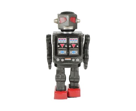 Tinplate Toys - a vintage Japanese Horikawa 'Super Mars King' robot, featuring walking action, opening chest cavity to reveal