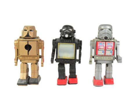 Retro Toys - x3 Hong Kong space related robots, comprising of: a 'Super Space Commander' by HK, a 'Galaxy Warrior' by Mainlan