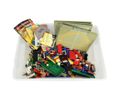 Lego - a collection of vintage 1980s Lego bricks to include base plates for Lunar Moon Craters and City / Road baseplates tog