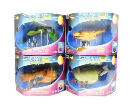 Star Trek - x4 vintage 1990s Playmates made Star Trek Strike Force action figures comprising; Ferengi Marauder, Klingon Bird 