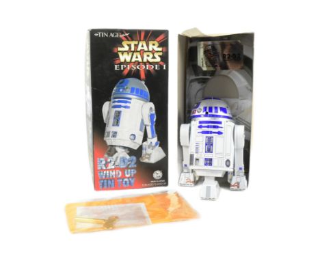Tinplate Toys - a vintage Japanese Star Wars 'R2-D2' wind-up tin toy robot by Osaka Toy Institute 1998. Featuring walking act