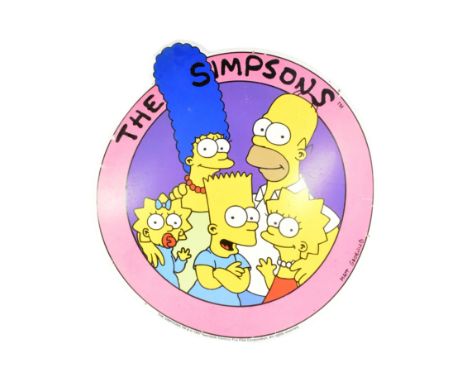 The Simpsons - a large vintage 1990's (1997) in-store shop advertising display cardboard hanging sign. The sign depicting all