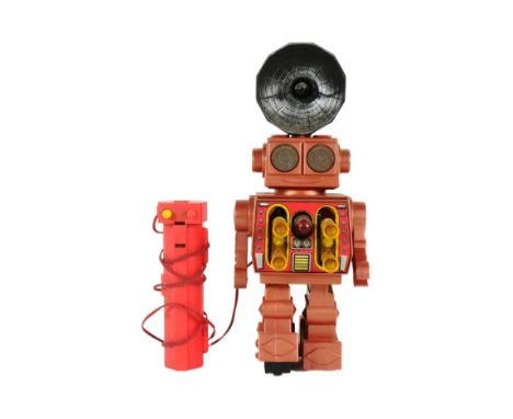 Retro Toys - a vintage Japanese believed to be Horikawa 'Razer Spaceman' robot, featuring a plastic body, satellite and exter