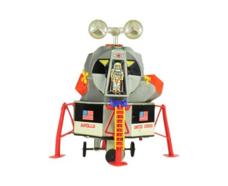 Tinplate Toys - a vintage Japanese DSK Apollo Lunar Module robot. Featuring a tinplate and plastic body, bump'n go action and