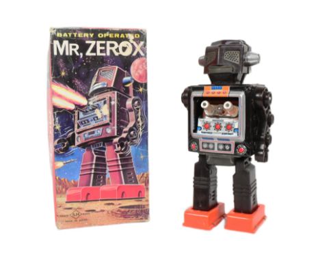 Tinplate Toys - a vintage Japanese SH Horikawa Mr. Zerox robot, featuring stop'n go action, blinking and pop out shooting gun