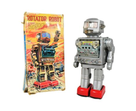 Tinplate Toys - a vintage 1960s Japanese SH Horikawa Rotator Robot. Tested and is not in working condition. Switch missing. H