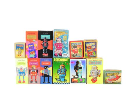 Retro Toys - a collection of x13 wind-up robots from various makers, such as Saint John, Fantastic &amp; co, and more. To inc
